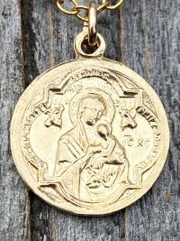 Gold St Gerard Majella Medal and Necklace by French Artist Penin, Antique Replica, Patron Saint of Expectant Mothers and Saint of Fertility