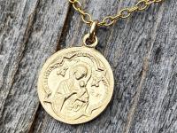 Gold St Gerard Majella Medal and Necklace by French Artist Penin, Antique Replica, Patron Saint of Expectant Mothers and Saint of Fertility