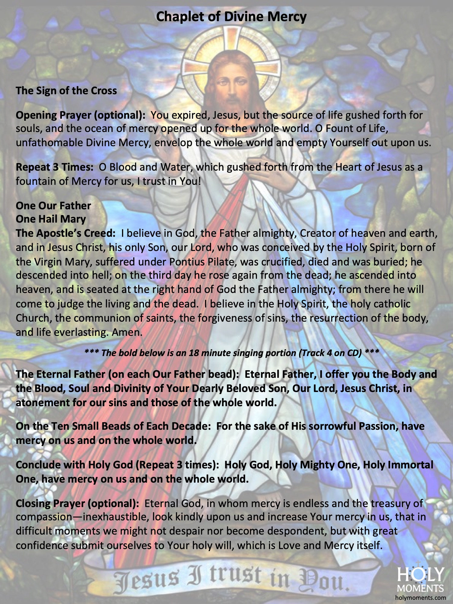 How to Pray the Divine Mercy Chaplet in Song