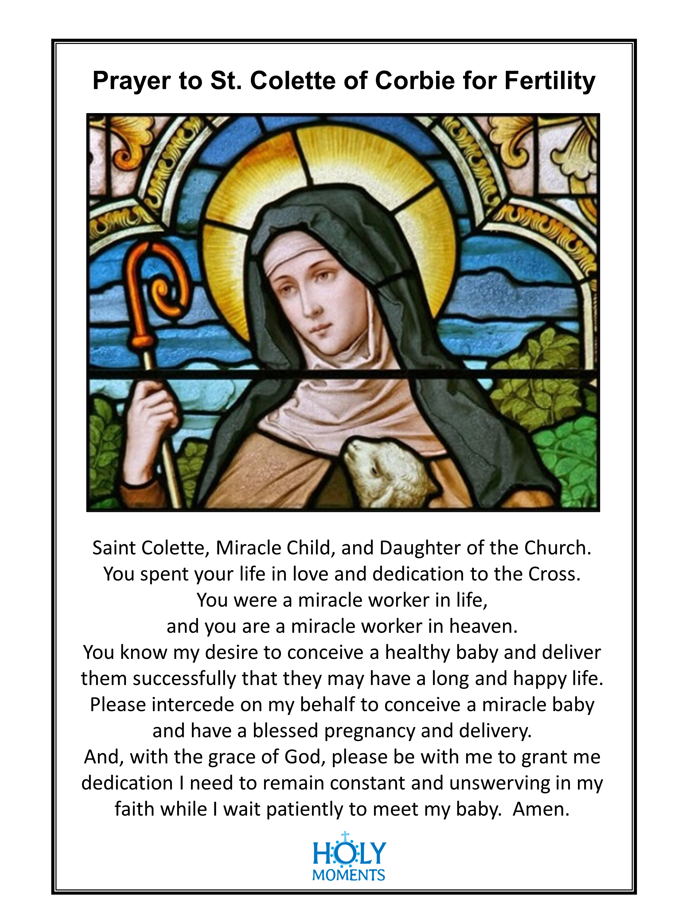 St Colette of Corbie Fertility Prayer