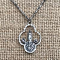 Sterling Silver Our Lady of Lourdes Pendant, Antique Replica Medal, Necklace, Immaculate Conception, Notre Dame, St Bernadette French France
