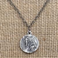Sterling Silver St. Peregrine Laziosi (Patron Saint of Cancer Patients) Medal Necklace Reversible Sorrowful Mary Peregrinus Pellegrino