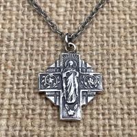 Sterling Silver Our Lady of Mount Carmel Medal Pendant Necklace, Antique Replica, Cross Pendant, Scapular Medal, Immaculate Heart of Mary