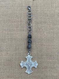 Rearview Mirror Sterling Silver Cross, Mary & Jesus Reversible Medal, Antique Replica, Religious Rear View Mirror Accessories, Car Mirror