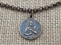 Bronze St Gerard Majella Medal Bracelet, French Antique Replica, Artist Penin, Patron Saint of Expectant Mothers, Saint of Unborn Children