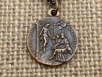 Bronze St. Peregrine Laziosi Medal and Necklace, Antique Replica, Patron Saint of Cancer Patients, Saint Peregrinus Pellegrino Gift Catholic