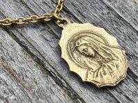 Antique Gold St. Peregrine Medal Pendant Necklace, Antique Replica, Patron Saint of Cancer Patients, Saint Peregrinus, Saint Pellegrino Gift