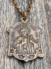 Bronze St Jude Thaddeus Medal Pendant Necklace, Antique Replica, Patron Saint of Desperate Causes, Patron Saint of Hope, Apostle of Jesus
