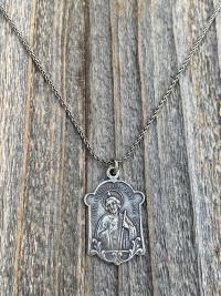 Sterling Silver Rare St Jude Thaddeus Medal Pendant Necklace, Antique Replica, Patron Saint of Desperate Causes, Patron Saint of Hope, Help