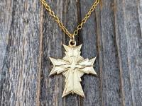 Gold Holy Spirit Dove Cross, Antique Replica, Medal Pendant Necklace, Confirmation Gift, Holy Ghost Cross Pendant, Holy Fire Cross Pendant