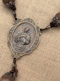 Large Bronze Rosary Center (2.5"), Antique Replica, Assumption of Mary Medal, Mary with Star Halo, Wall Rosary, Lasso Rosary, Family Rosary