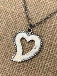 Sterling Silver Milagro Heart Pendant Necklace, Antique Replica, Mexican Milagro Heart, 18 inch sterling chain, Oxidized Heart Necklace