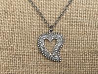 Sterling Silver Milagro Heart Pendant Necklace, Antique Replica, Mexican Milagro Heart, 18 inch sterling chain, Oxidized Heart Necklace
