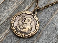 Bronze Saint Padre Pio Antique Replica Medal Pendant Necklace, Saint Pius of Pietrelcina, Stigmatized Priest, Healing, Miracles, Stigmata