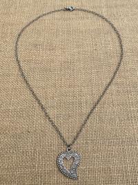 Sterling Silver Milagro Heart Pendant Necklace, Antique Replica, Mexican Milagro Heart, 18 inch sterling chain, Oxidized Heart Necklace