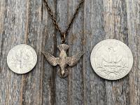 Bronze Holy Spirit Dove Pendant Necklace, French Antique Replica, Descending Dove Pendant, Descending Holy Spirit, Holy Spirit Necklace