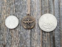 Bronze Dove Holy Spirit Medal Pendant Necklace, Antique Replica, Come Holy Ghost Pendant, Sacred Heart of Jesus, Veni Sancte Spiritus VSS-1