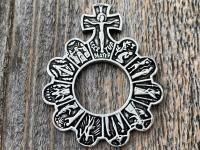 Antique Silver Large Finger Rosary Ring, French Antique Replica, Depicts 15 Mysteries of the Rosary, Rare Dizainier, Ave Maria Pocket Rosary
