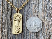 Antique Gold Plated Our Lady of Mental Peace Pendant Necklace, Gold Blessed Virgin Mary Pendant, Antique Replica, Blessed Virgin Mary Medal
