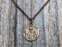 Bronze St Charbel Makhlouf Medal Pendant Necklace, Antique Replica, Rare Saint Sharbel Charm, Lebanese Saint, Miraculous Healing Intercessor