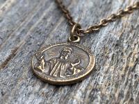 Bronze St Charbel Makhlouf Medal Pendant Necklace, Antique Replica, Rare Saint Sharbel Charm, Lebanese Saint, Miraculous Healing Intercessor