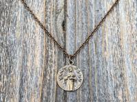 Fertility Saint Colette of Corbie Bronze Medal and Necklace, By French Artist Tricard, Antique Replica, Patron Saint of Fertility Pendant