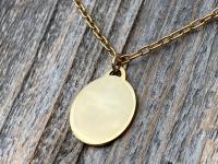 Antiqued Shiny Gold St Michael Medallion Necklace, Antique Replica French Saint Michael the Archangel, Saint Michel from France, By PCH