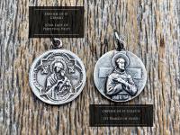 St Gerard Majella & St Colette of Corbie Sterling Silver Cluster Necklace, Patron Saints of Fertility + Expectant Mothers, Antique Replicas