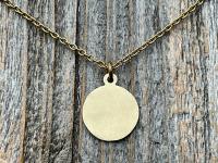 Antiqued Gold Saint Sebastian Medal Necklace, Patron Saint Athletes Soldiers, Antique Replica of Rare French St Sebastien Medallion Pendant