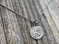 St Gerard Majella & St Colette of Corbie Sterling Silver Cluster Necklace, Patron Saints of Fertility + Expectant Mothers, Antique Replicas