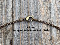 Add Oxidized SOLID Bronze Rolo Chain Necklace, Solid Antiqued Brass 2.7mm Rolo Chain in Various Lengths, to your order