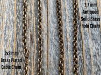 Add Oxidized SOLID Bronze Rolo Chain Necklace, Solid Antiqued Brass 2.7mm Rolo Chain in Various Lengths, to your order