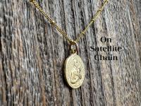 Gold St Gerard Majella Medal and Necklace by French Artist Penin, Antique Replica, Patron Saint of Expectant Mothers and Saint of Fertility