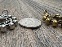 Antiqued Gold, Silver or Pewter Finger Rosary Ring with Hanging Top Ring, French Antique Replica Dizainier, Fleur de Lis Rosary Necklace
