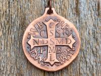 Large Copper French St Benedict Medallion, Antique Replica of Artist JB Balme Medal, Big Holy Father Saint Benedicti Pendant from France