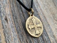 Large Gold Bronze French St Benedict Medallion, Antique Replica of Artist J Balme Medal, Big Holy Father Saint Benedicti Pendant from France
