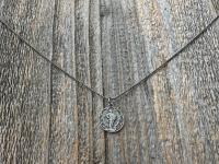 Small Antiqued or Shiny Sterling Silver St Michael Medal, Antique Replica of Rare French Medallion, Saint Michael the Archangel Pendant