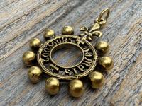 Antiqued Gold, Silver or Pewter Finger Rosary Ring with Hanging Top Ring, French Antique Replica Dizainier, Fleur de Lis Rosary Necklace
