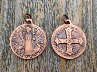 Large Copper French St Benedict Medallion, Antique Replica of Artist JB Balme Medal, Big Holy Father Saint Benedicti Pendant from France
