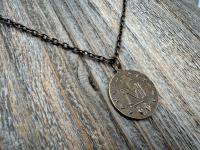 Bronze Large French Miraculous Medal, Antique Replica, Big Round Miraculous Medal, Bronze Miraculous Pendant Necklace, by OBC, from France