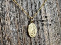 Gold St Gerard Majella Medallion Necklace, French Antique Replica, Patron Saint of Expectant Mothers and Patron Saint of Fertility, Gift Box