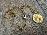 Antiqued Gold or Pewter Saint Teresa of Avila Pendant, Handmade Replica of Antique Medallion from Spain, St. Teresa of Ávila Round Medal