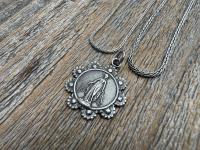 Sterling Silver Our Lady of the Rosary Antique Replica Pendant and Necklace, Notre-Dame-Du-Cap Medal, Our Lady of the Cape Shrine Notre Dame