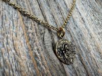 St Paraskeva (St. Paraskeve) Medallion in Antiqued Gold or Shiny Gold Bronze, Small Round Antique Replica, Orthodox Saint Paraskevi Pendant