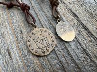Palm Crucifix Single Decade Rosary, Walnut ByRon PalmCross with Engraved Crucified Christ, Hand Engraved and Artisan Handmade