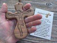 Palm Crucifix Single Decade Rosary, Walnut ByRon PalmCross with Engraved Crucified Christ, Hand Engraved and Artisan Handmade