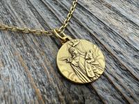 Antiqued Gold or Pewter Saint Teresa of Avila Pendant, Handmade Replica of Antique Medallion from Spain, St. Teresa of Ávila Round Medal