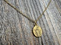 Antiqued Gold or Pewter Saint Teresa of Avila Pendant, Handmade Replica of Antique Medallion from Spain, St. Teresa of Ávila Round Medal