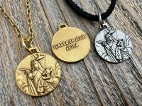 Antiqued Gold or Pewter Saint Teresa of Avila Pendant, Handmade Replica of Antique Medallion from Spain, St. Teresa of Ávila Round Medal