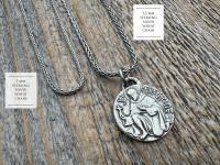 St. Peregrine Sterling Silver Antique Replica Medallion - Patron Saint of Cancer - Saint Peregrinus Laziosi, Pellegrino - Small French Medal